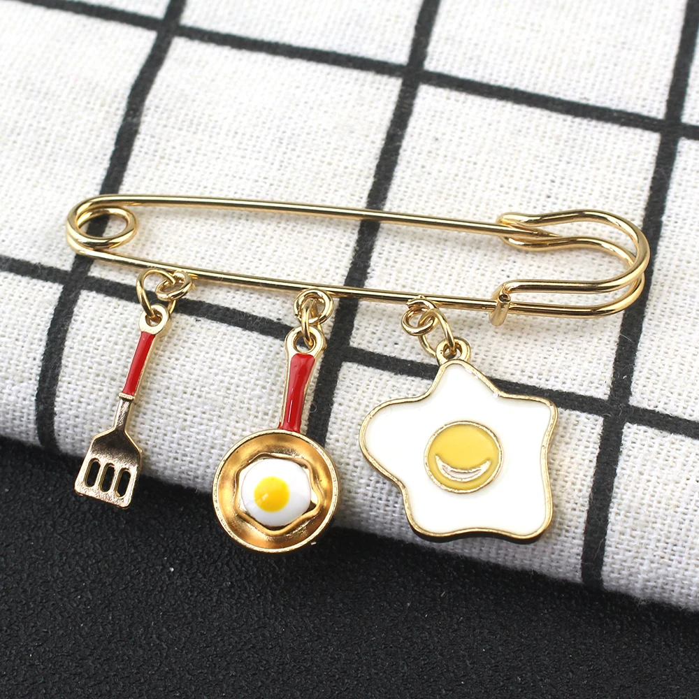 

Creative Chef Brooch Fried Egg Frying Pan Tableware Kitchen Gift Brooch Chef Gift