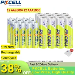 PCKELL AAA 1000MAH AA 2600MAH NiMH 1.2V Rechargeable Battery AA AAA 1.2Volt Rechargeable NiMH Batteries Suitable for Toys Mice