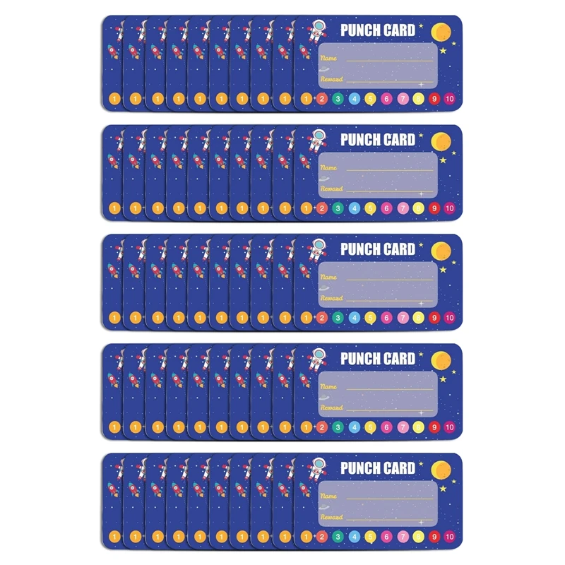 50Pcs Cartoon Kids Reward Incentive Punch Cards for Children Students Motivated Teacher Teaching Small Business