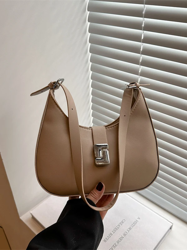 

Faionable Women's Handbag 2025 New Simple Moon ape Underarm Bag Single oulder Bag Korean Sle Soft PU Leather Handbag