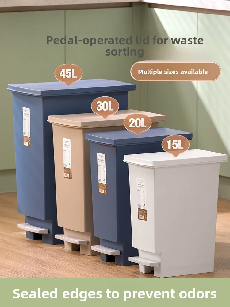 

Мусорное ведро с педалью Tea Flower, большой емкости, для улицы, офиса, дома, кухни, пластиковое, цилиндрической формы, 15 л