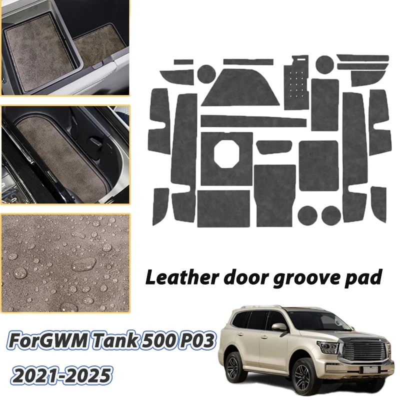 Leather Coaster For GWM Tank 500 Accessories P03 2021-2025 2022 2023 Ybrid Anti-Slip Cup Mat Door Slot Pad Interior Decoration