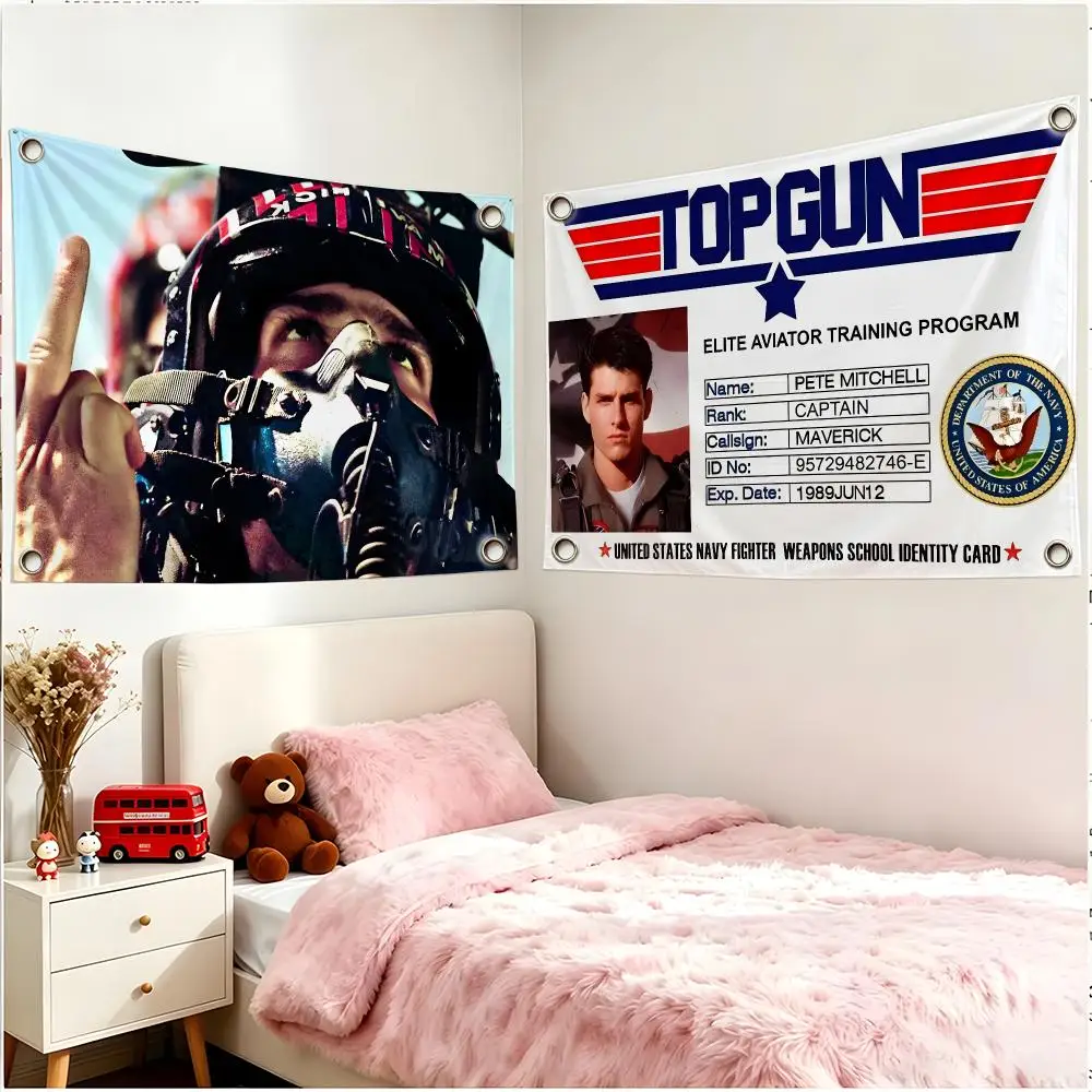 Movie Action Top Gun Flags Borderless Four Ring Ornament Indoor Outdoor Decoration Quick Hang Install