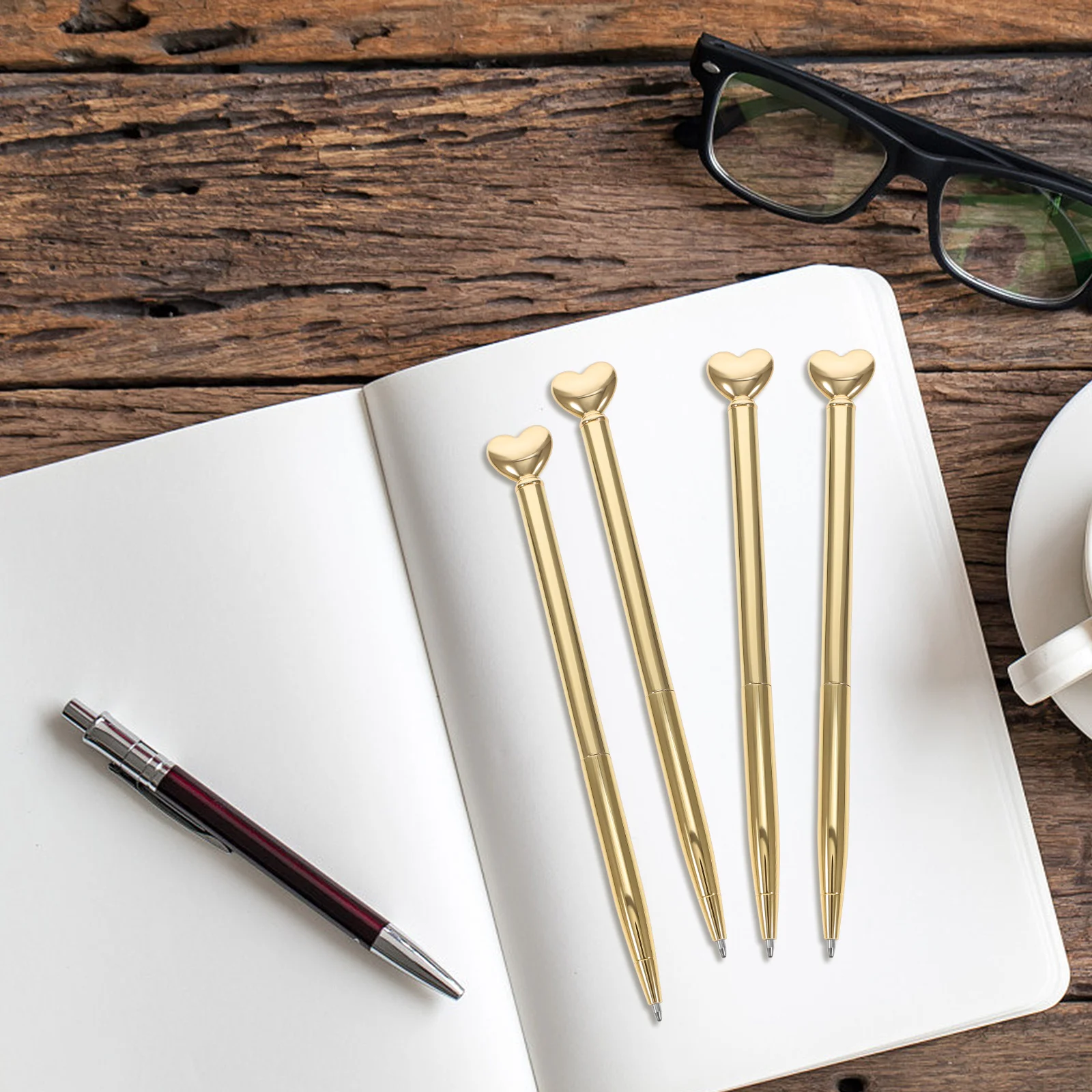 

12Pcs Premium Metal Ballpoint Pen Adorable Heart Design Extra-Smooth Writing Experience Ideal for Notes Journals Diaries and