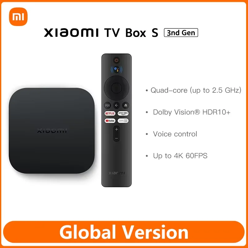 Global Versie Xiaomi TV Box S 3e Gen 4K Smart Mediaspeler Ultra HD Bluetooth 5.2 Wifi6 32GB ROM Google TV Google Assistent