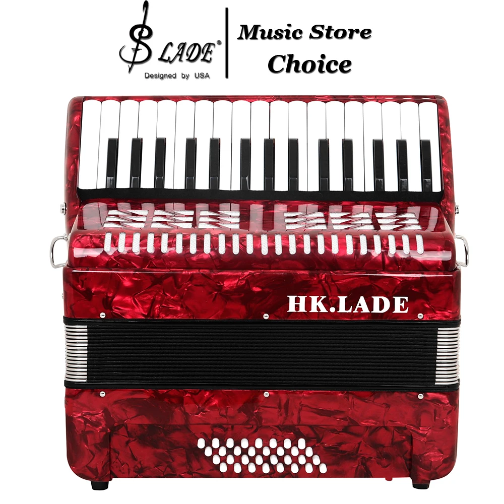 AH-80 32-Key 32-Bass Piano Accordion Non-Slip Keys Leather Bellows & Responsive Keys Professional Bayan Accordion for All Age