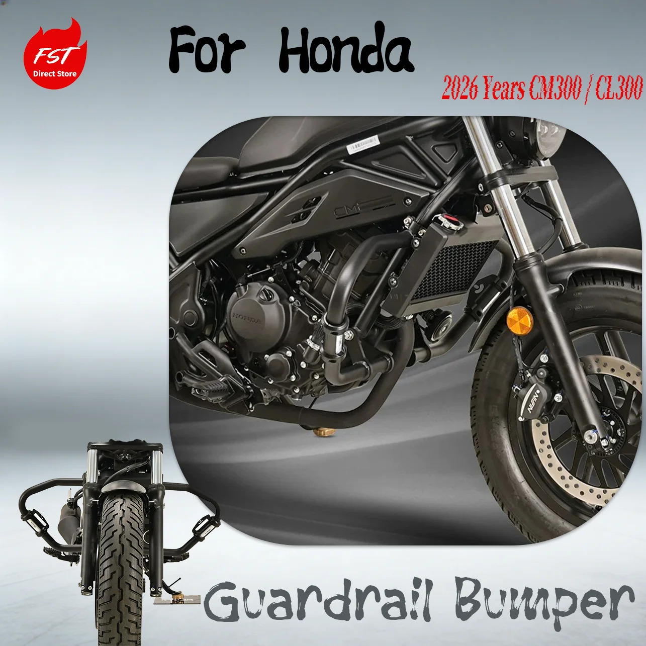 

Crash Bars Bumper Anti-Fall Sliders Auxiliary Light Bracket Protector for 2026 Honda CM300 CL300 Motorcycle Modified Accessories