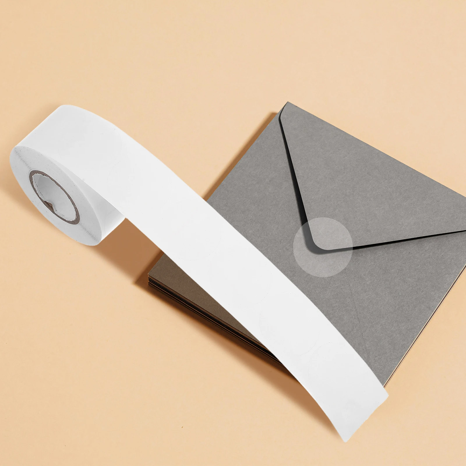 2 Rolls Transparent Sealer Clear Bags Square Sealing Labels Round Stickers for Circle Dot Envelope Coding Paper