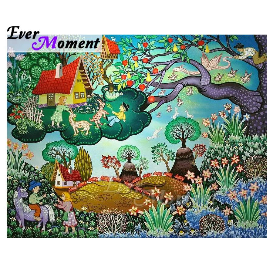 

Алмазная картина Ever Moment, ручная работа, полная квадратная дрель, дом, дерево, пейзаж, 5D DIY, хобби, искусство, алмазная вышивка ASF1854