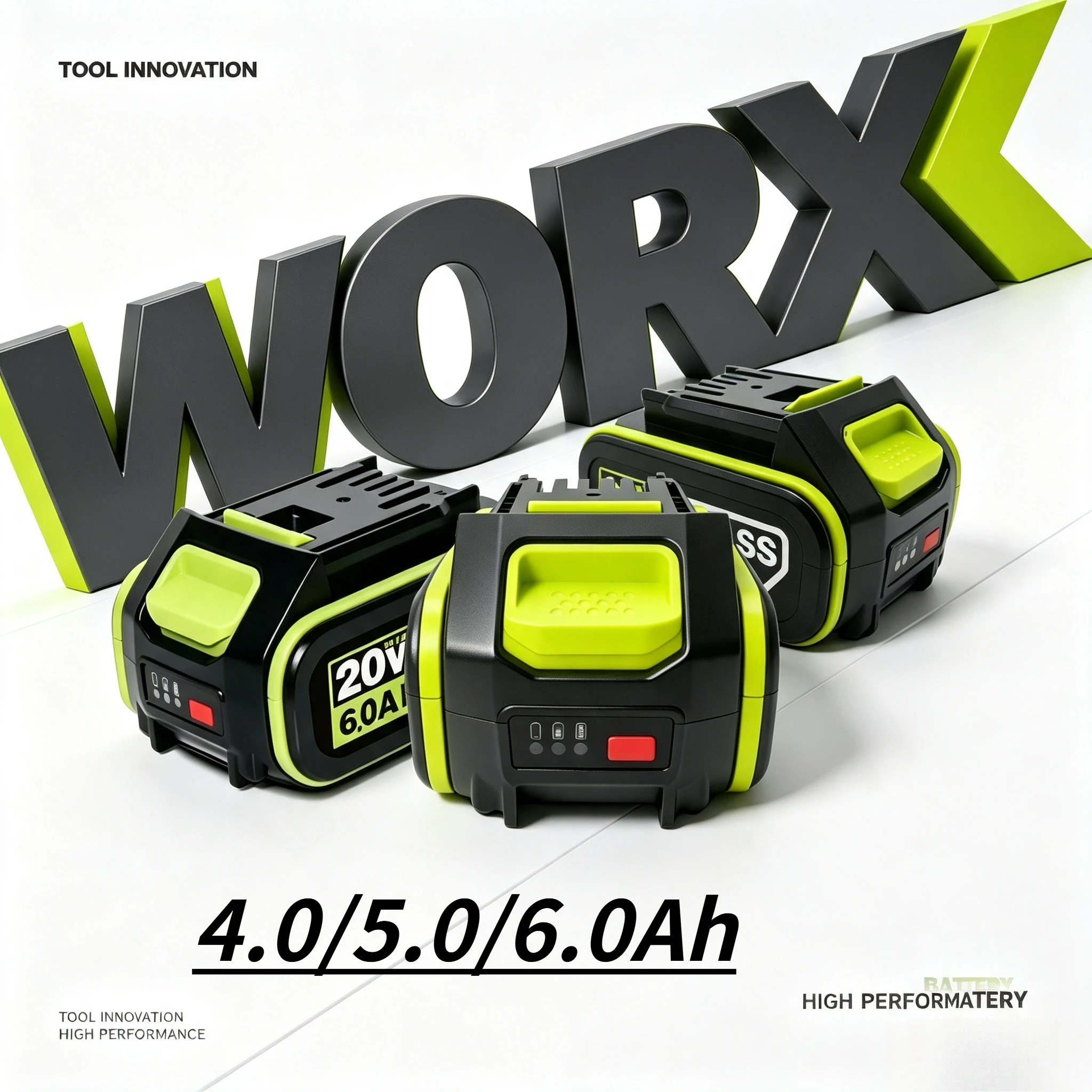 WORX Original 20V4.0Ah/5.0Ah Battery for  Series Power Tools with Shockproof OuterShell,forWU279.WU182.WU690.WU380S.WU231.WU533
