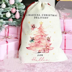 personalised Custom Santa sack Christmas Fairy stocking Merry Xmas eve holiday Decoration Children kid girl gift Present Toy Bag