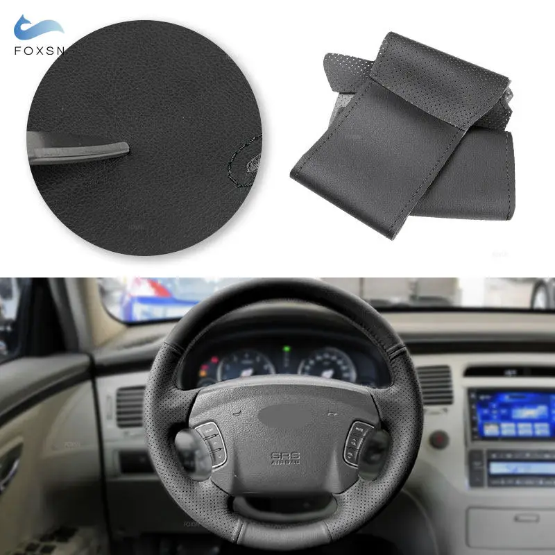 

Black Car Accessories Steering Wheel Leather Cover Trim For Hyundai Sonata Azera 2005- 2010 For Kia Carens 2007 2008 2009 - 2011