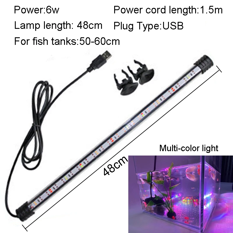 18-58cm USB Plug Aquarium Licht LED Waterdicht Aquarium Licht Onderwater Verlichting Dompelpompen Lamp Plant Grow Lamp 110-240V