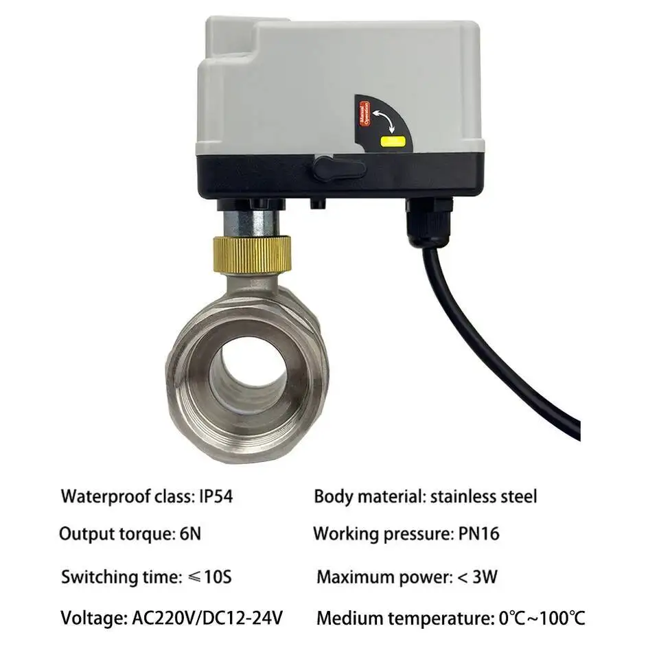 مع دليل الفولاذ المقاوم للصدأ الكرة الكهربائية Vae المحرك التيار المتناوب 220 فولت ثلاثة أسلاك التحكم اثنين من موضوع داخلي المحملة DN15 ~ DN50