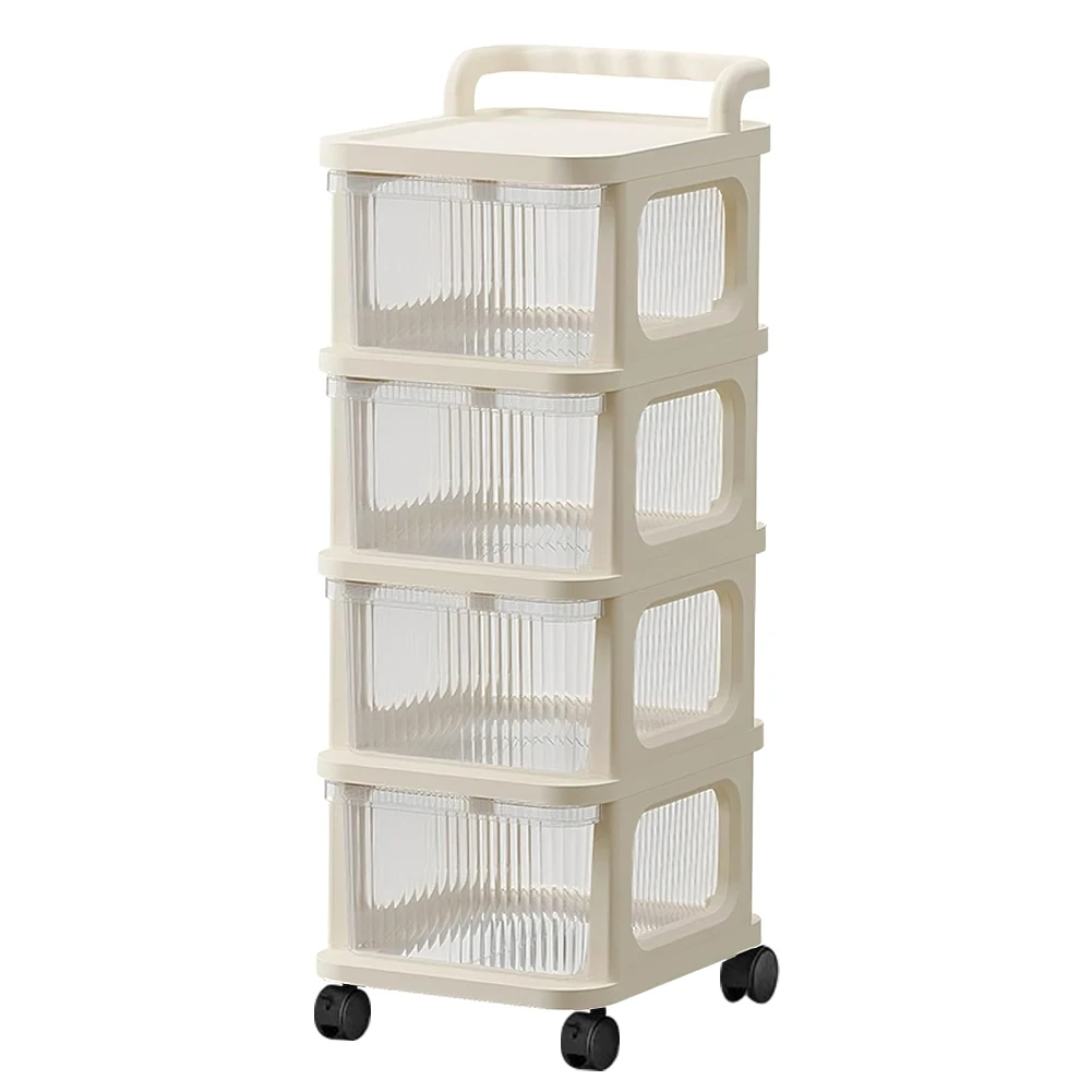 Chariot de rangement pliable à 4 niveaux, étagère mobile roulante, organisateur multi-niveaux pour cuisine, salle de bain, chambre, buanderie, rangement domestique