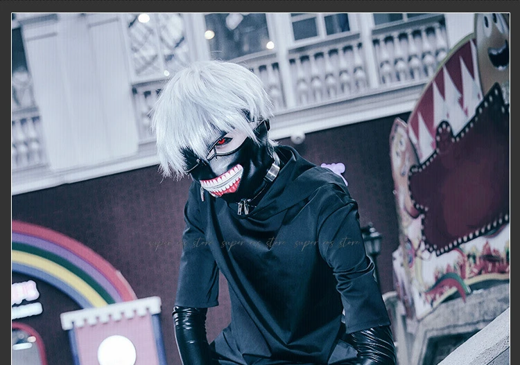 Kaneki ken cosplay traje com capuz jaqueta calças shorts conjunto completo roupas uniformes masculinos máscaras anime terno em quadrinhos adereços acessórios