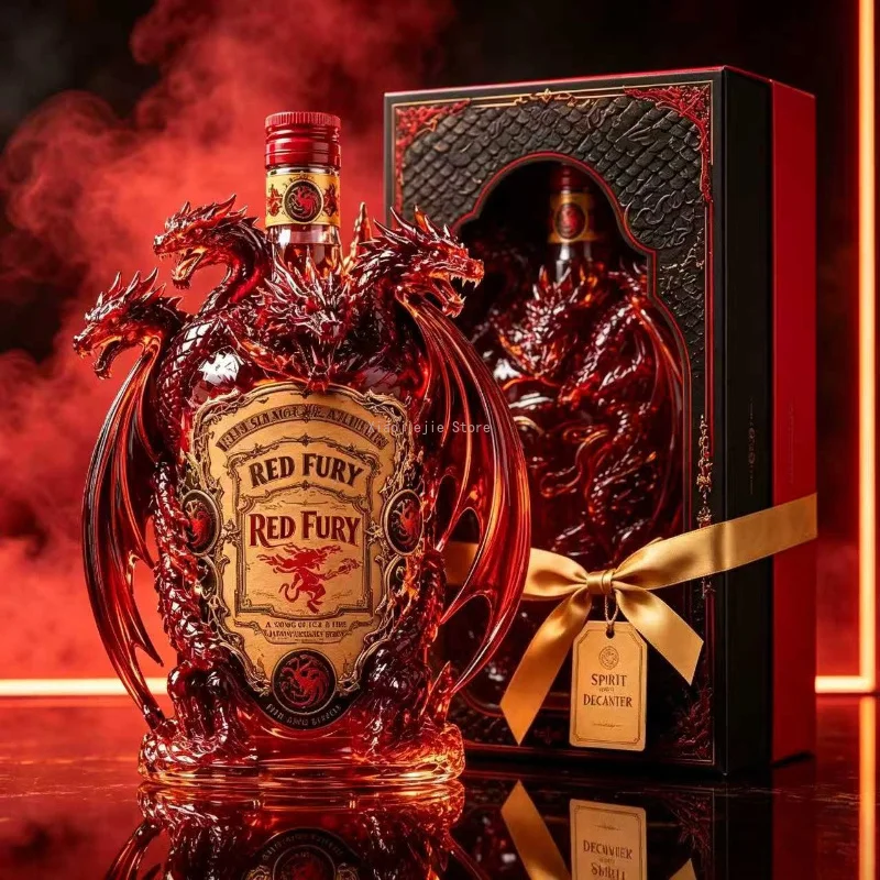 Bouteille carafe en verre ornée de motifs de dragons pour vin et whisky, décoration de table originale, idée cadeau de pendaison de crémaillère