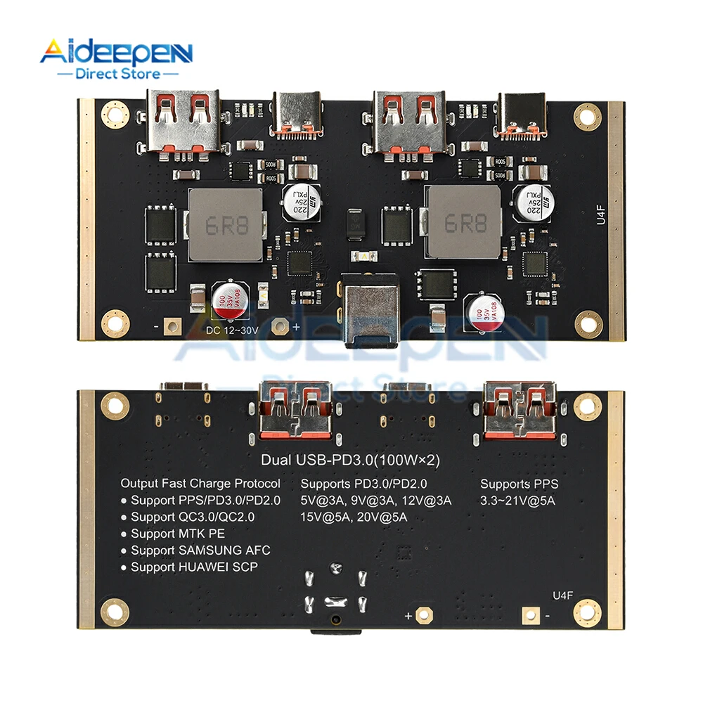 

Type-C/USB A PD/QC 2.0 3.0 DC-DC Buck Converter Charging Step Down Module 12-30V 100W to Fast Quick Charger Circuit Board 5V