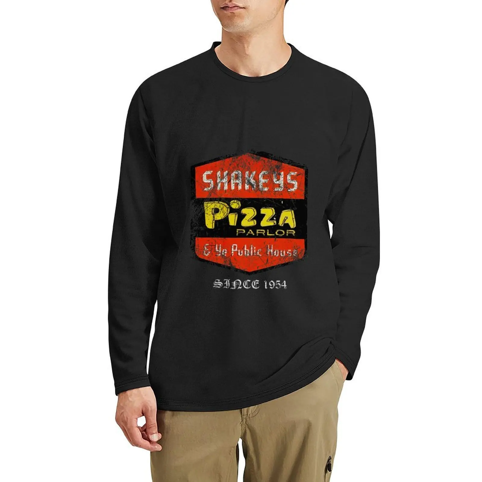 Kaos Vintage Shakeys ukuran besar, atasan sweatshirt, kaos custom, desain kaos vintage Anda sendiri, pakaian pria