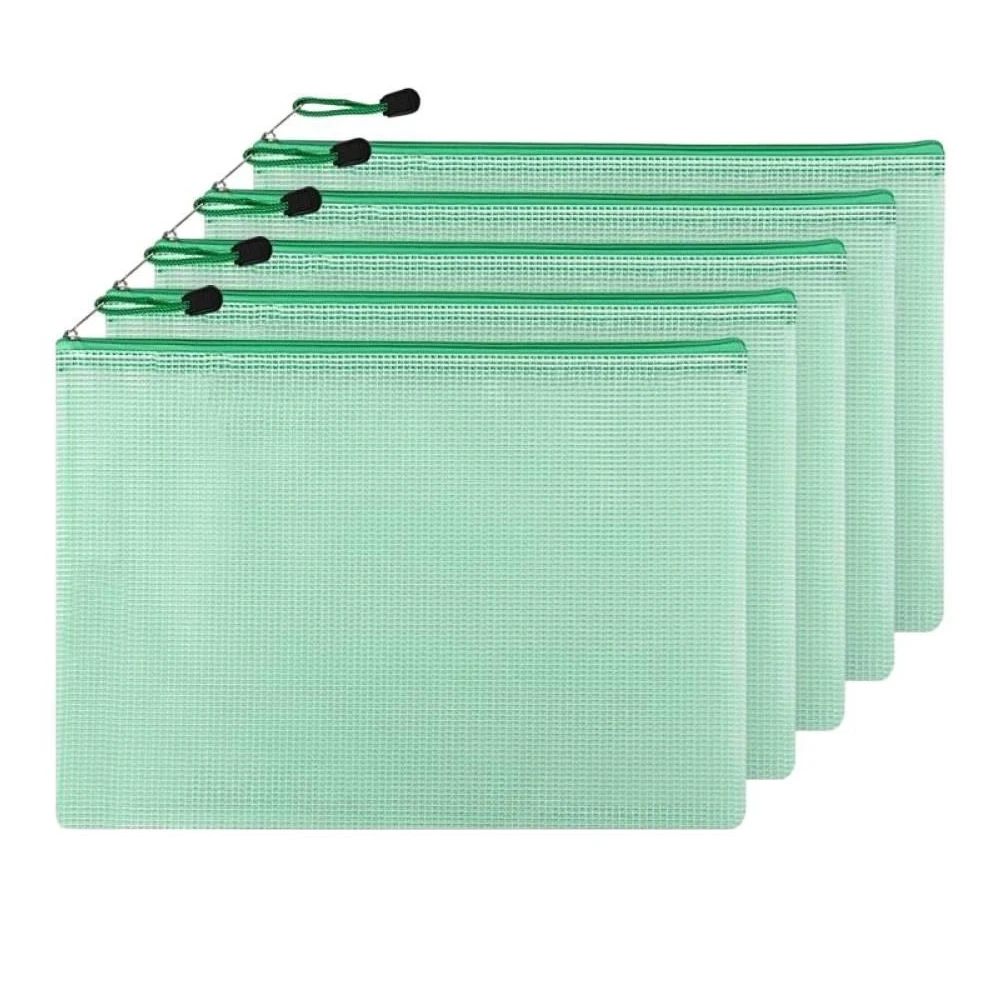 

A4 Document Bag Zip File Bag Stationery Storage Folder File Mesh Zipper Pouch Document Bag Large-capacity Storage Bag 10PCS