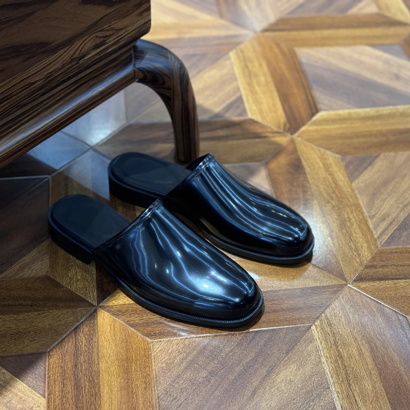 

Men Muller Shoes Genuine Leather Half Toe Slippers Low Heel Comfortable Breathable Business Casual Men Shoes
