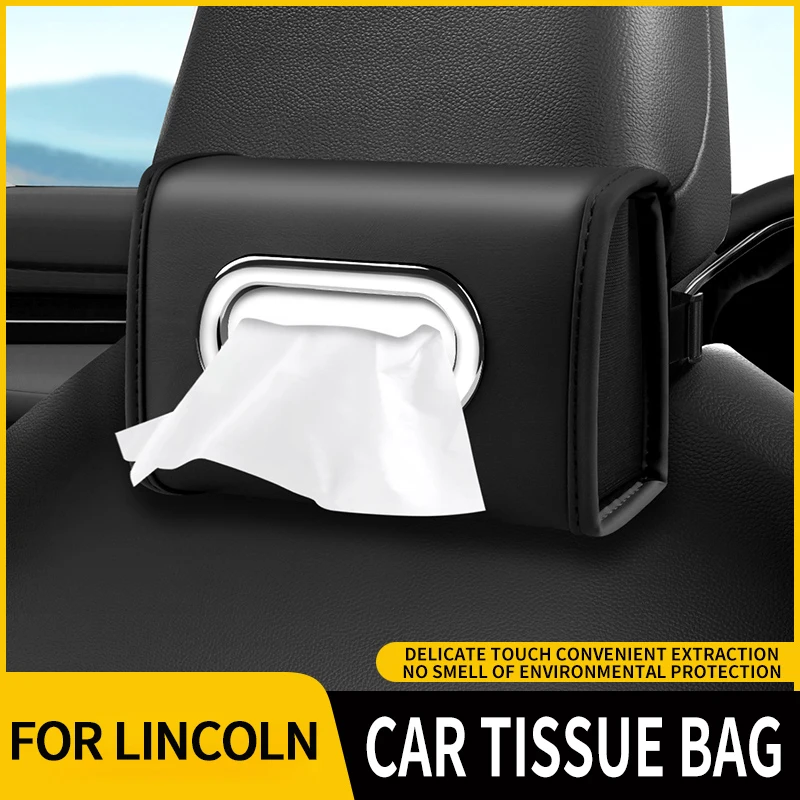 Car Seatback Tissue Organiser Box For Lincoln MKZ MKX Aviator Navigator Continental Corsair Sun Visor Console Tissue Bag view 6