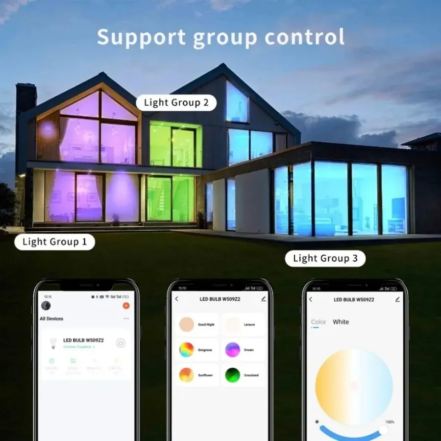 Imagem -04 - Holofote Rgb para Festa de Jardim Iluminação Externa Holofote com Controle de Voz Aplicativo Tuya Smart Wi-fi Ip66 30006500k 30w 50w 100w 220v ca