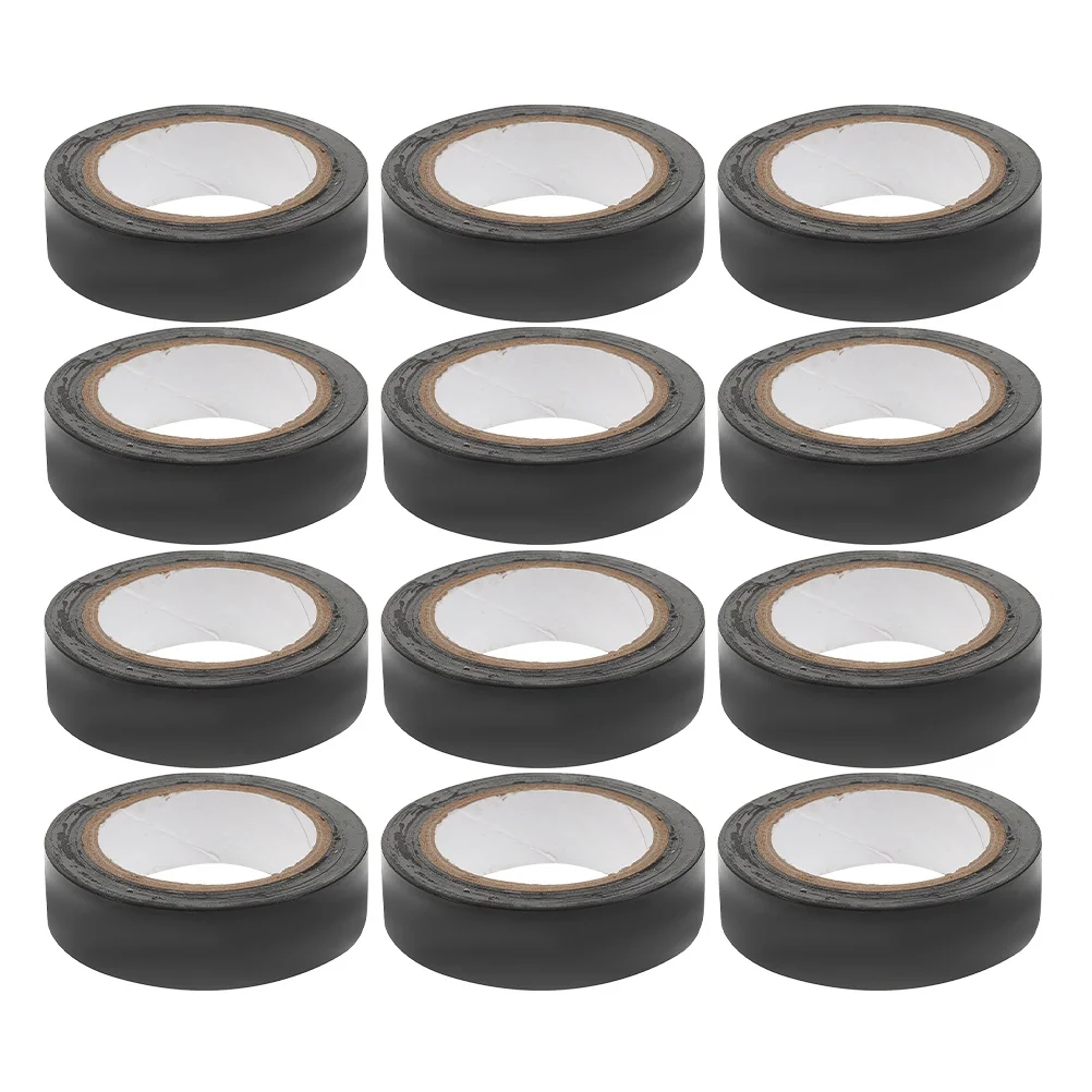 

12pcs Electrical Insulation Tape 10M Roll Black Pvc Fire Retardant Wiring Harness Tape For Home Improvement Tools Hardware