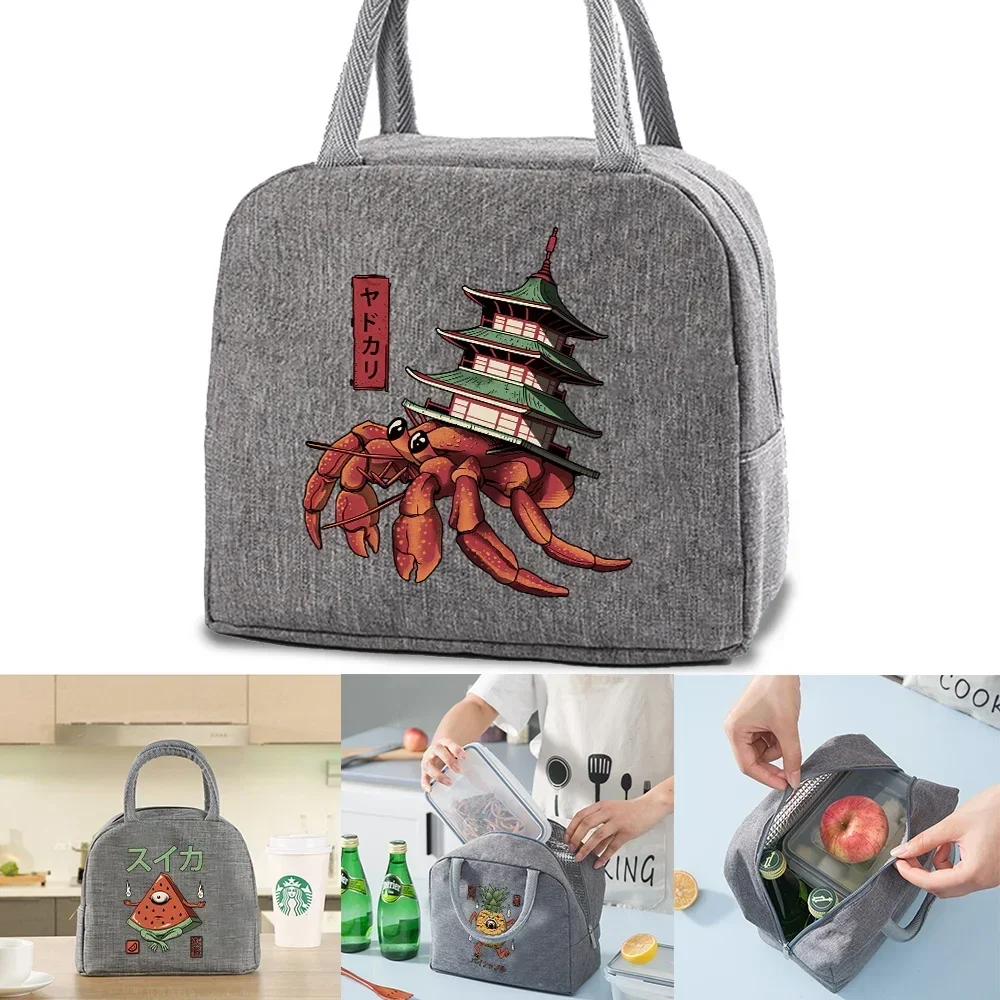 

Lunch Bag Women Lunch Storage Bags Reusable Lunch Pounch Canvas Insulated Tote Bags Cute Monster Print for Office Beach