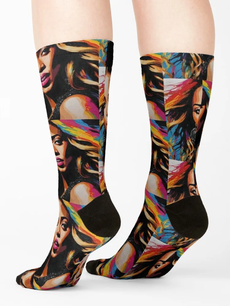 Beyonce Portrait v3 Socks with print hiphop heated New year's Socks Male Women's