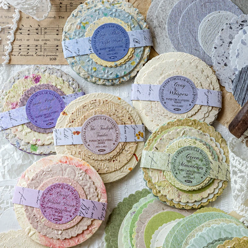 150pcs Paper Between Round Piece Series Letterpress Paper Handbook Collage DIY Photo Frame Phone Case Notebook