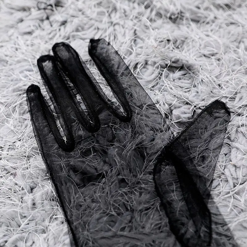 Guantes de boda para mujer, dedos completos, guantes nupciales para novia y damas de honor, manga de tul, guantes para ocasiones de disfraces de Proms