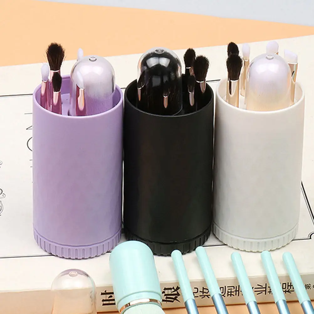 Set di pennelli per trucco, pennelli professionali in fibra artificiale con specchio, strumento portatile da viaggio per il trucco del viso, fard e ombretto