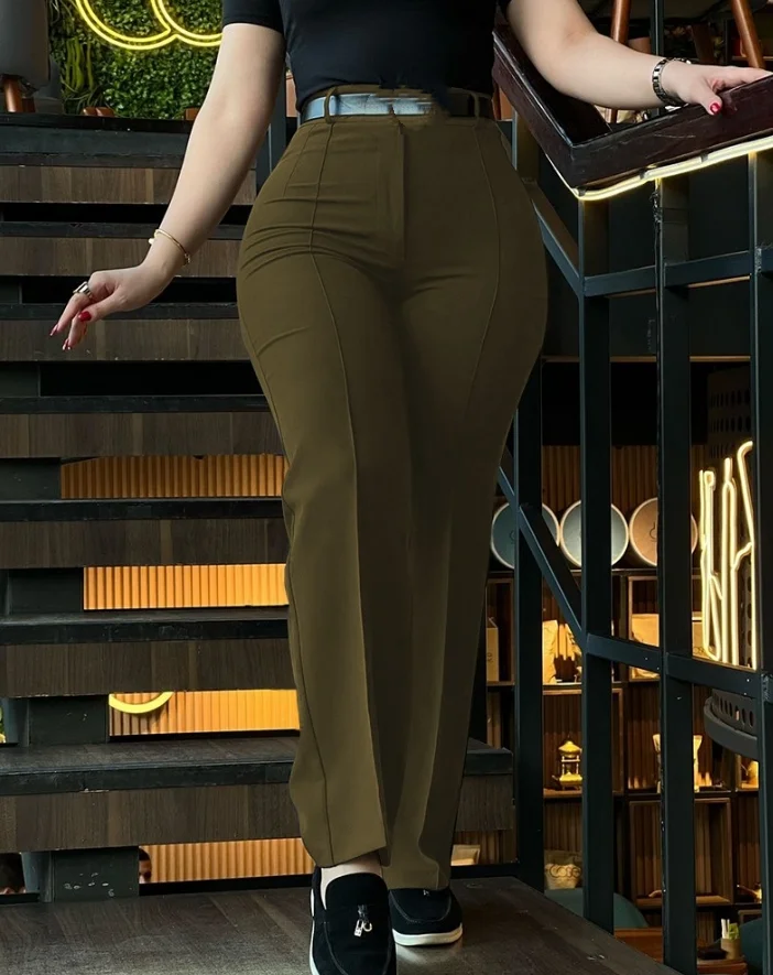 Pantalon droit taille haute pour femme, automne et hiver 2025, nouveau pantalon à jambe droite à la mode et élégant