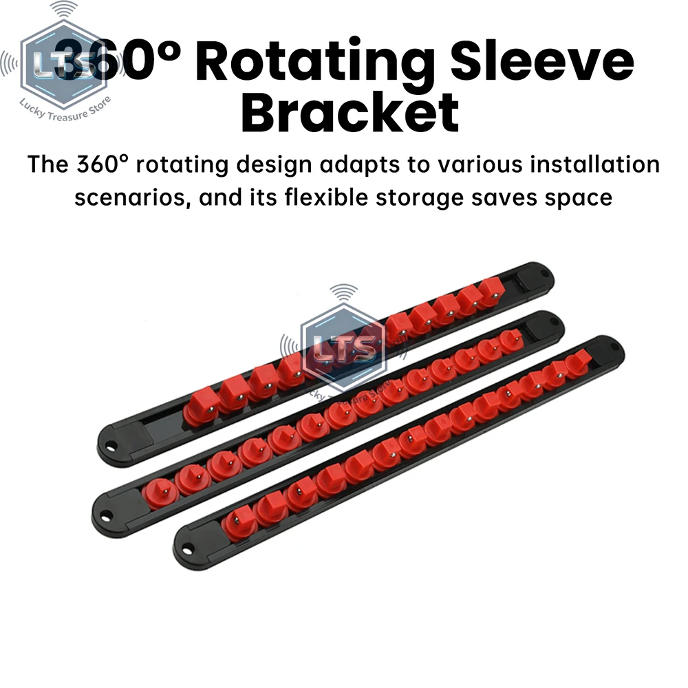 360° Swivel Socket Organizer 1/4 3/8 1/2 Premium Quality Socket Clip Rail Holder Socket Sliding Stand Sleeve Rail Rack Tools Red