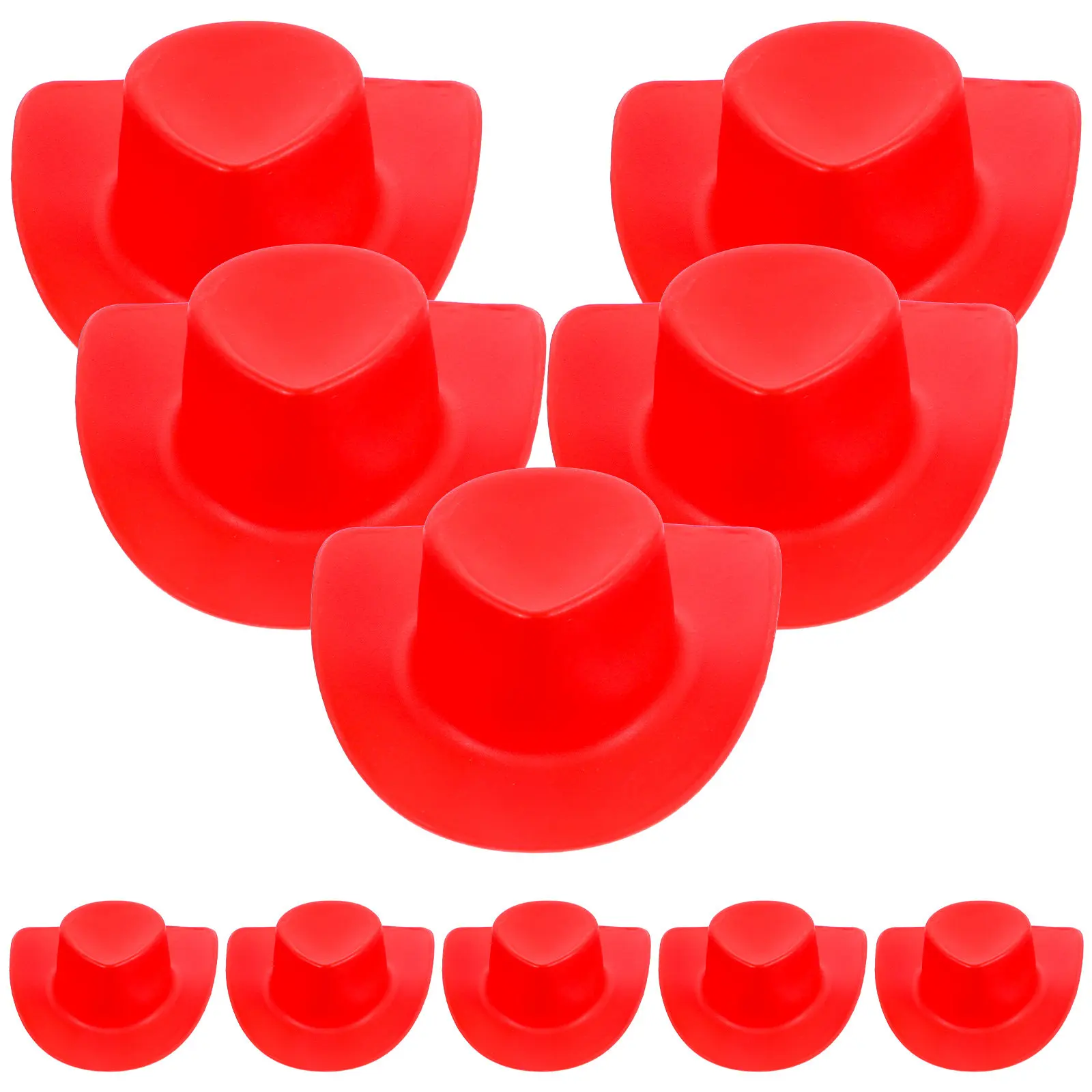10Pcs Mini Cowboy Hats Plastic Lightweight Stable Small Western Hat Crafts Party Decorations Tiny Hats Dress Up Hat