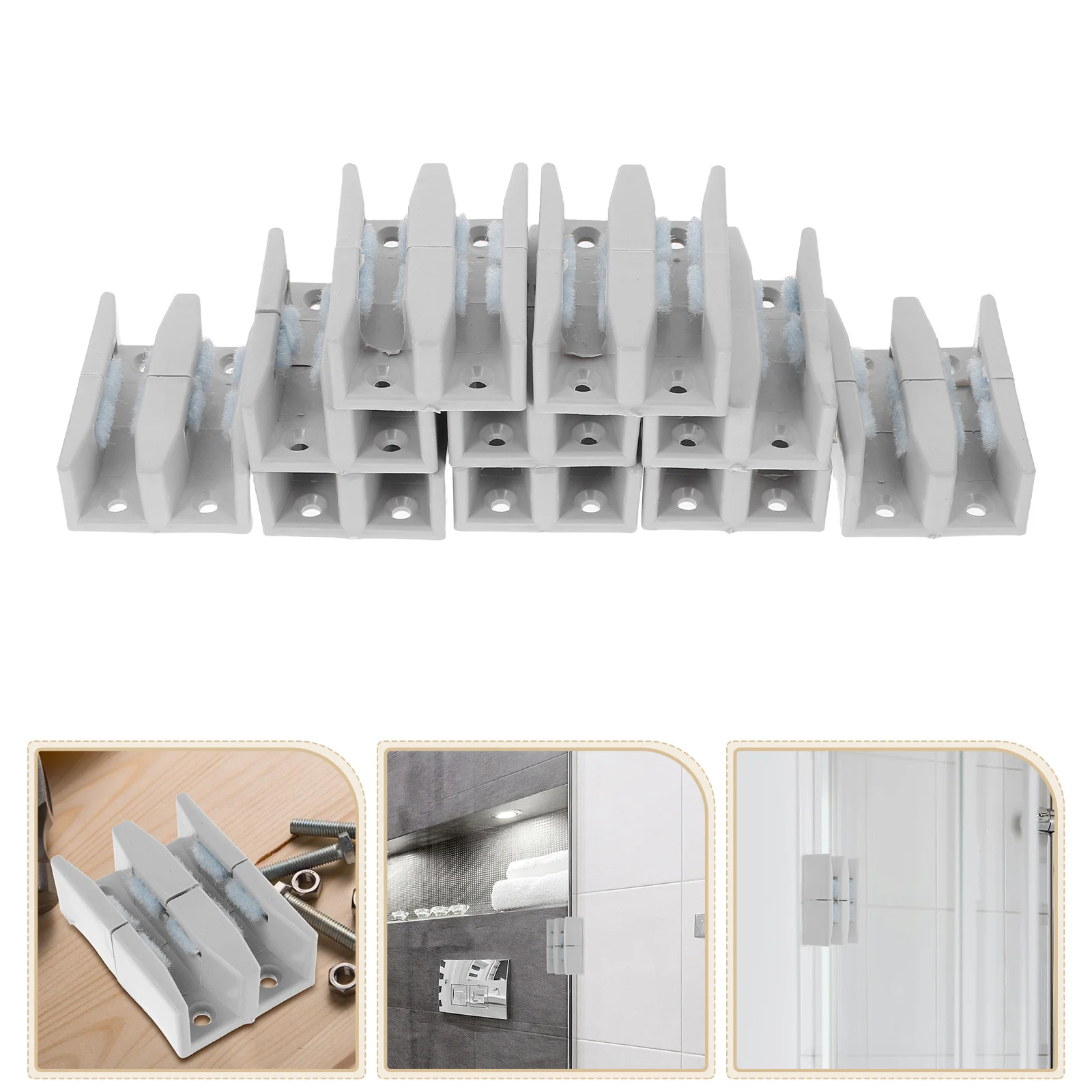 

10Pcs Shower Door Guides Wear-Resistant Plastic Sliding Glass Door Bottom Guide for Bathroom Replacement Shower Blocks