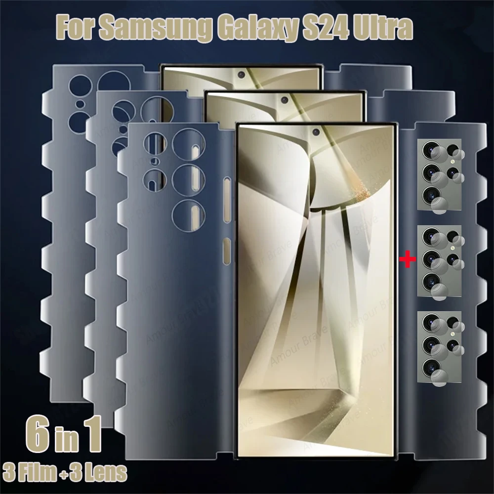 6in1 فراشة هيدروجيل فيلم لسامسونج غالاكسي S24 S23 S22 S21 S20 FE نوت 20 10 الترا S10 S9 زائد كاميرا واقي للشاشة فيلم #1