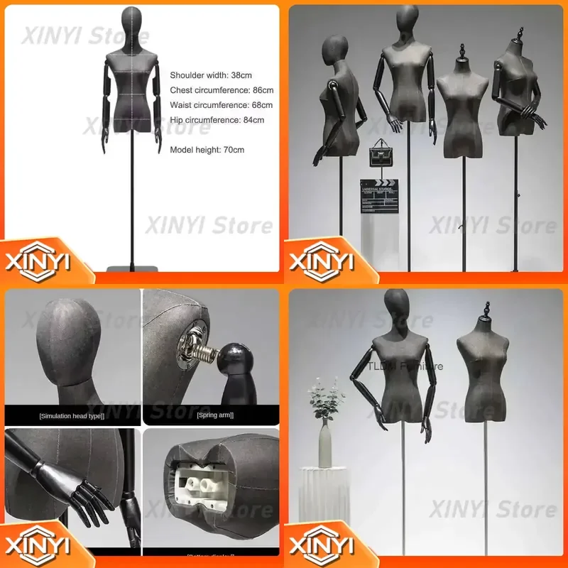 Half-Length Model Dress Female Wedding Props Black Mannequin Light Luxury Display Stand for Women's Clothing Store for All