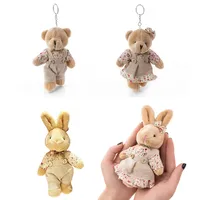 Plush Bear Toy Cute Navy Bear Stuffed Doll Pendants Backpack School Bag Key Chain Multicolors Keyring Decor Pendant Accessories