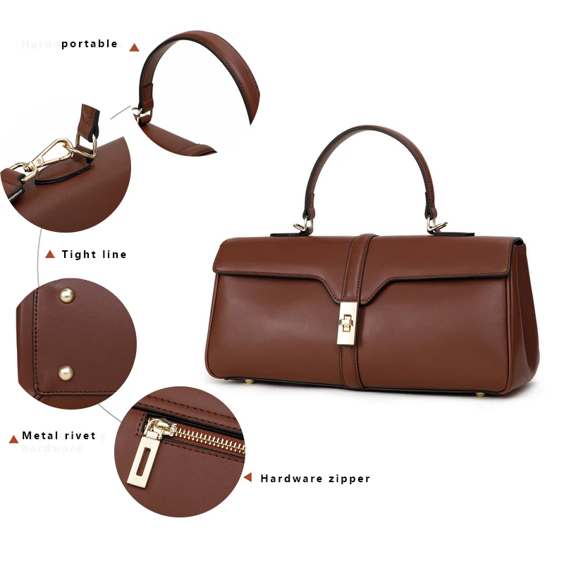 Soft Cow Leather Handbag for Women Large Elegant Ladies Handbag Black Crossbody Satchels Purses