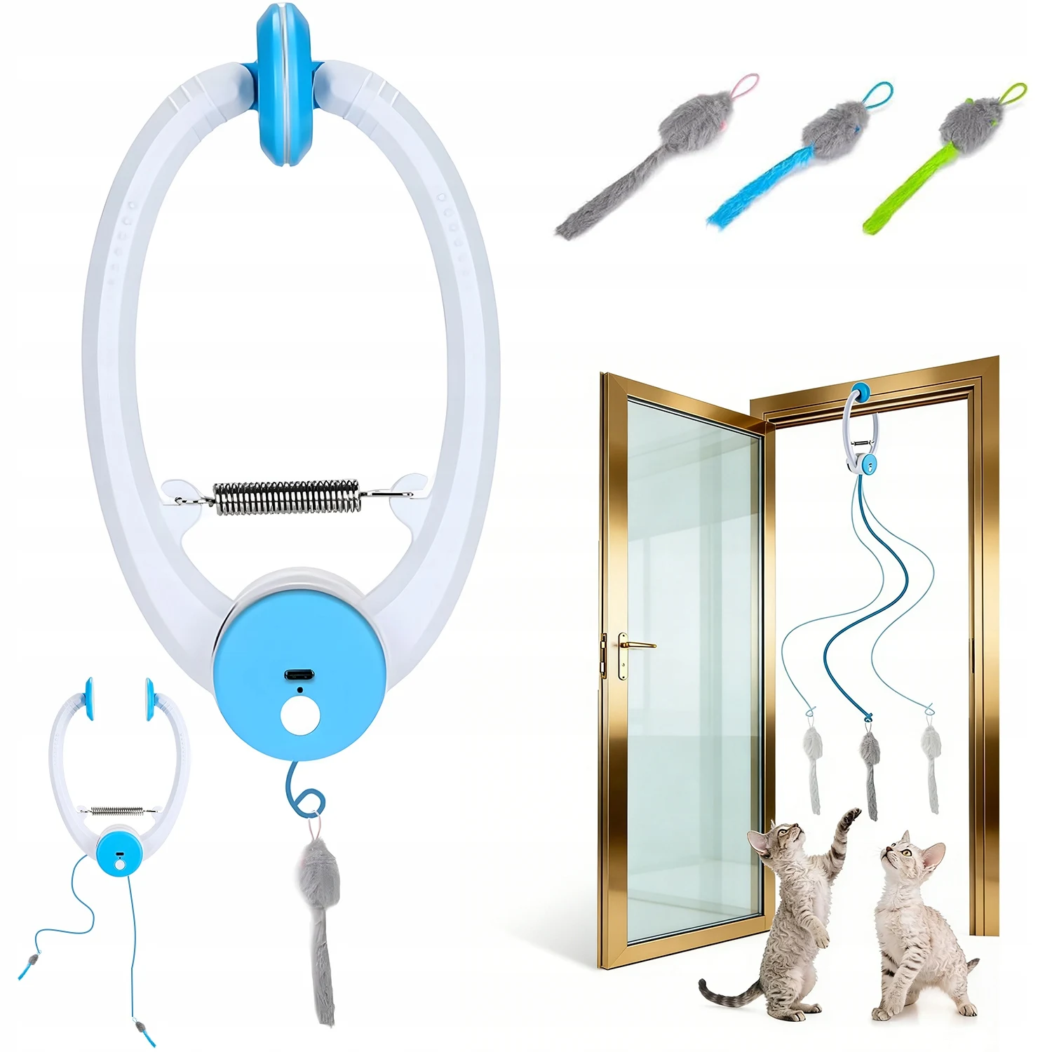 Jouet interactif pour chat suspendu à mouvement automatique, jouet électrique interactif pour chat suspendu à la porte pour le divertissement des chats d'intérieur.