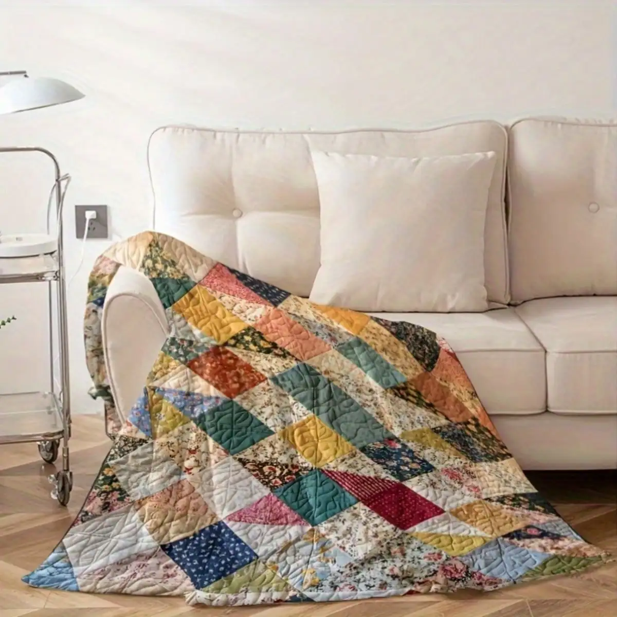 Retro Style Patchwork Pattern Flannel Blankets Throws Sofa Towel Soft Comfortable Throws Blankets Birthday Family Holiday Daily Couple Party Anniversary Wedding Souvenir Halloween Christmas Graduation Season Thanksgiving Bed Sofa