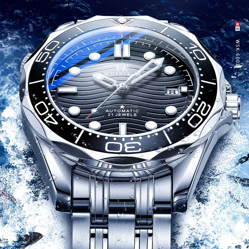 

Luxury Brand Automatic Watch For Men Business 316L Stainless Steel Mechanical Wristwatch Fashion Luminous Diver Male Watches New