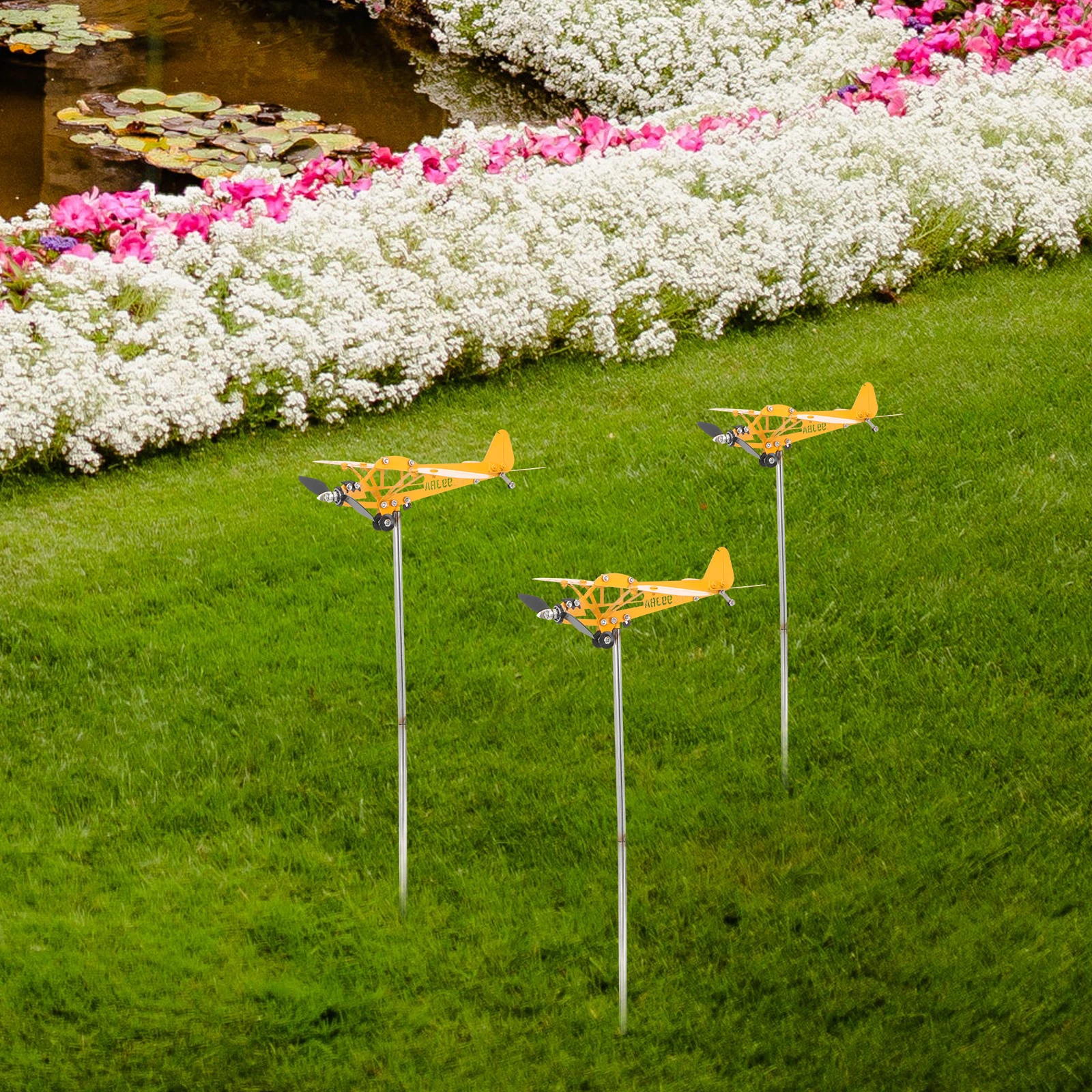 

Iron Airplane Wind Spinners Durable Outdoor Yard Art for Garden Lawn Decor Metal Sculpture Environmental Friendly