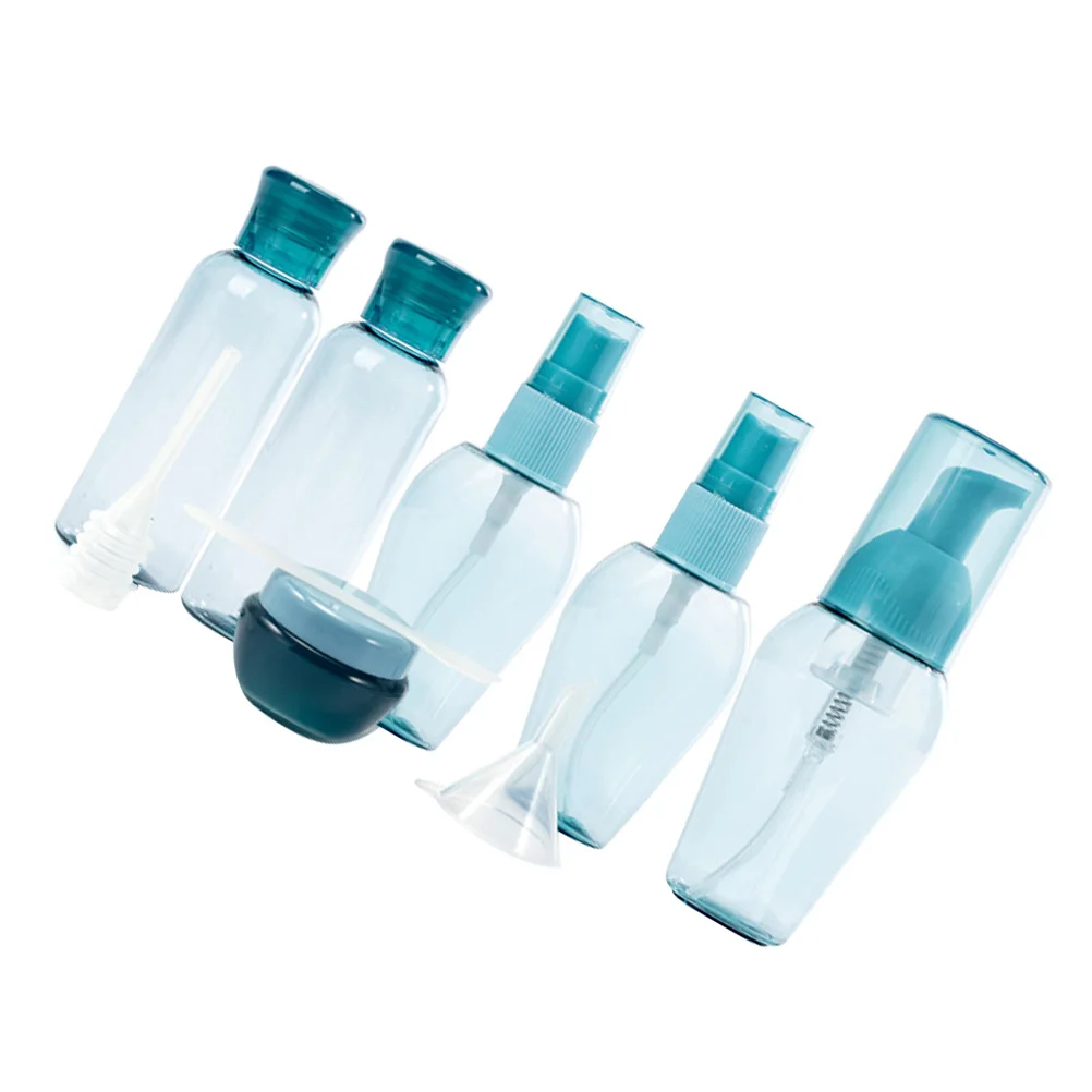 مجموعة واحدة من زجاجات السفر مكونة من 9 أحجام زجاجات محمولة لحاويات تخزين جل الاستحمام والزيت العطري القابلة لإعادة الملء