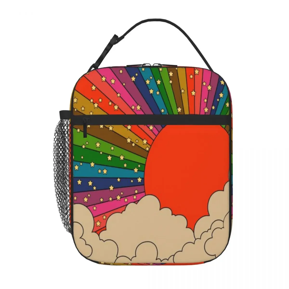 Hot Sale Rainbow 70s Sun Bold Color Snack Bag Park Picnic Food Tote Bag