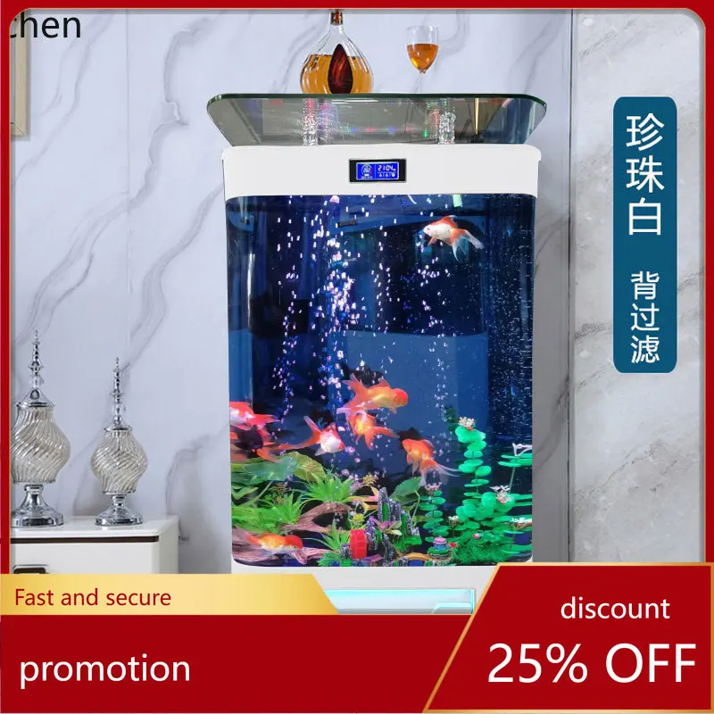 

HT goldfish tank against the wall automatic filtration circulation medium and large living room household aquarium