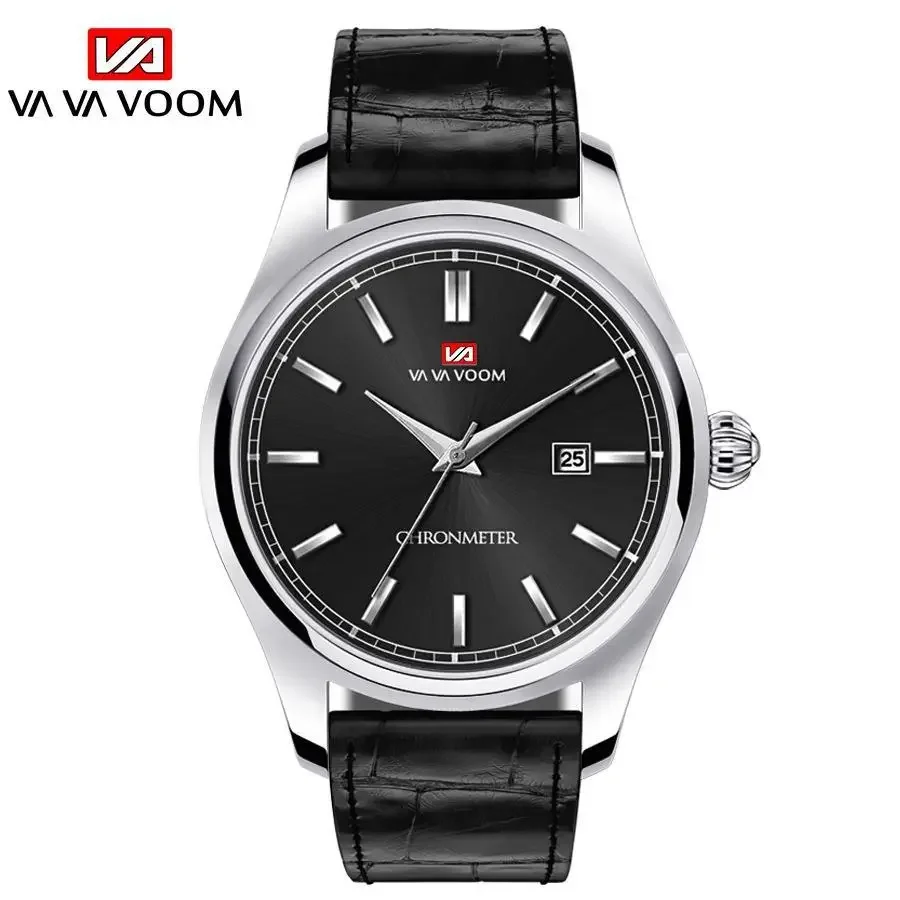 Trendy Simple Blue Leather Men's Watch Business Casual Calendar Mechanical Wristwatch Wholesale Cross-border Fast Selling