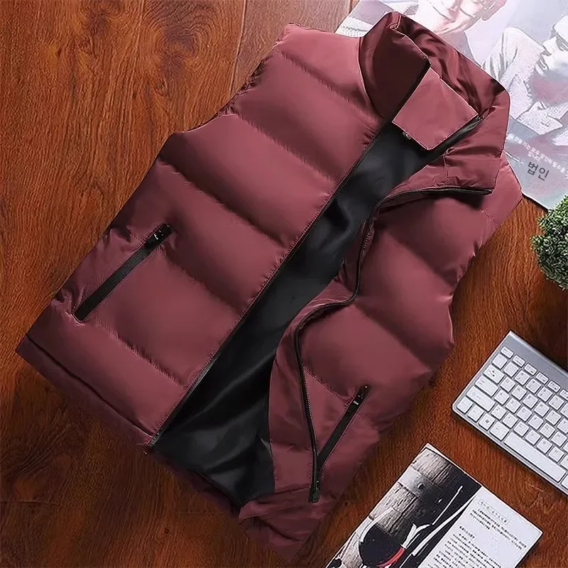 Men's Down Cotton Vest Thi Warm Outerwear Autumn Winter Large Size Oulder Pad Jaet Youth Trendy Sle Zipper Jackets